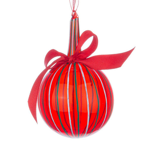 Palline per albero di Natale in vetro colore rosso con fiocco per decorazione