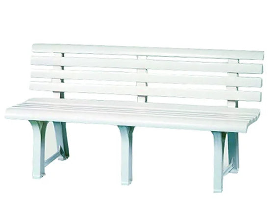 Panchina Da Giardino Panca In Resina Da 3 Posti Colore Bianco 145x49x74 Cm 020363