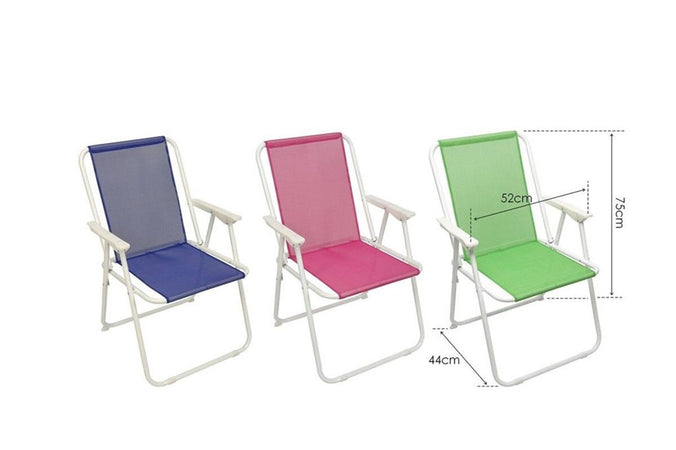 Set 6pz Sedia Pieghevole Da Mare Spiaggia Campeggio In Metallo Tela Colorata 023282