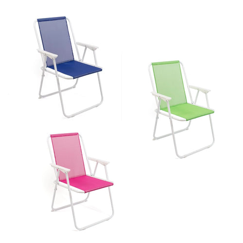 Set 6pz Sedia Pieghevole Da Mare Spiaggia Campeggio In Metallo Tela Colorata 023282