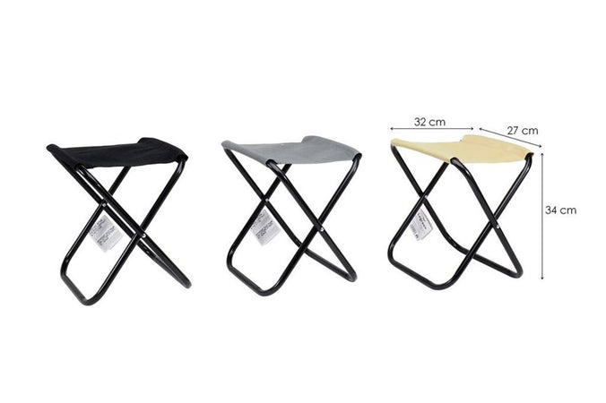 Set 3pz Sgabello Pieghevole In Metallo Tessuto Per Campeggio Pesca Spiaggia Mare 020228
