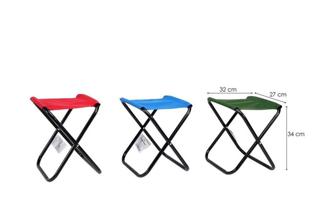 Set 6pz Sgabello Camping Pesca Mini Sedia Spiaggia Pieghevole In Metallo Tessuto 020227