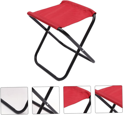 Set 6pz Sgabello Camping Pesca Mini Sedia Spiaggia Pieghevole In Metallo Tessuto 020227