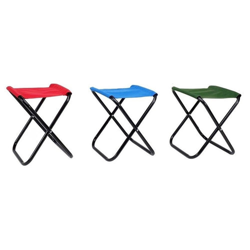 Set 6pz Sgabello Camping Pesca Mini Sedia Spiaggia Pieghevole In Metallo Tessuto 020227