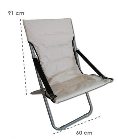 Sedia Sdraio Canapone Crema In Poliestere Imbottita Pieghevole Giardino Veranda 281028