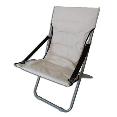 Sedia Sdraio Canapone Crema In Poliestere Imbottita Pieghevole Giardino Veranda 281028