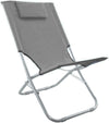 Spiaggina Con Cuscino Per Testiera Grigio 57x47x95 Cm Pieghevole Portatile 281017