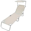 Lettino Con Tettuccio Parasole Beige Sdraio Prendisole 187x55x24cm Pieghevole 281020