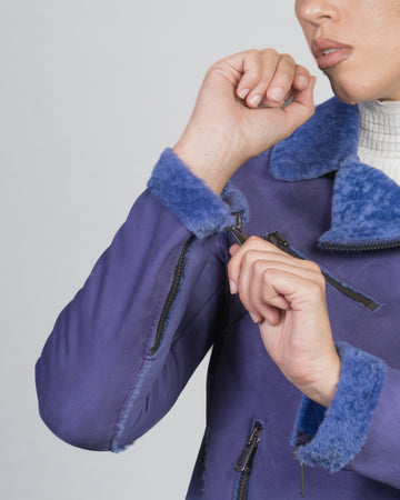 Rebecca - Chiodo Donna Glicine in vero montone Shearling