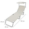 Lettino Con Tettuccio Parasole Beige Sdraio Prendisole 187x55x24cm Pieghevole 281020