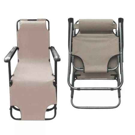 Sdraio Sedia Lettino Relax Prendisole Da Spiaggia Giardino Pieghevole Crema 285003
