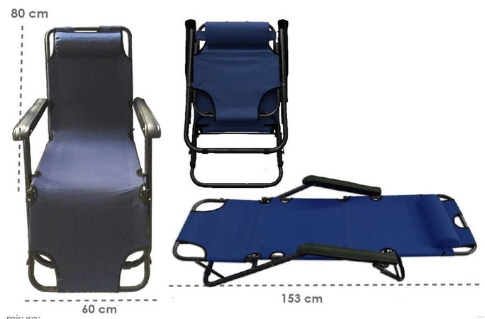 Sdraio Blu Sedia Lettino Relax Prendisole Da Spiaggia Giardino Pieghevole 285001