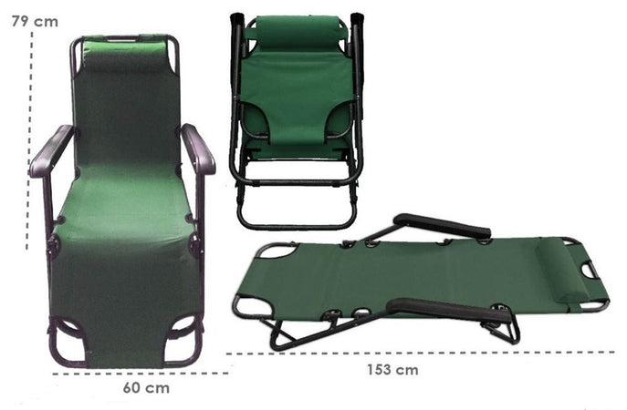 Sdraio Sedia Verde Lettino Relax Prendisole Da Spiaggia Giardino Pieghevole 285009
