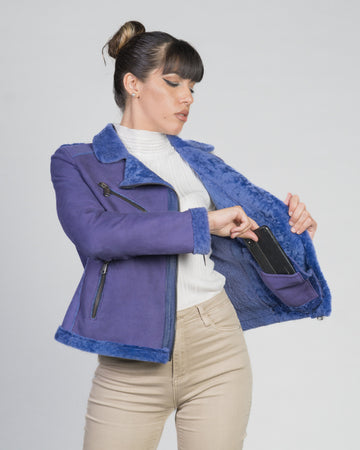Rebecca - Chiodo Donna Glicine in vero montone Shearling