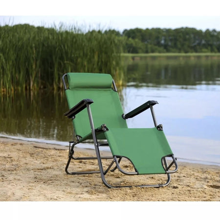 Sdraio Sedia Verde Lettino Relax Prendisole Da Spiaggia Giardino Pieghevole 285009