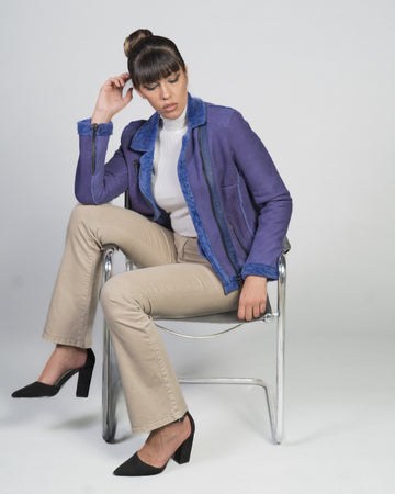 Rebecca - Chiodo Donna Glicine in vero montone Shearling