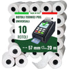Kit 10 Rotoli Pos In Carta Termica 57mmx20mt Universali Compatibili Con Dispositivi Pos