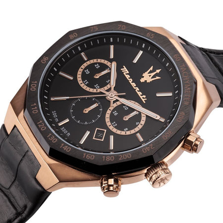 Maserati Stile – Cronografo Uomo Nero Rose Gold Pelle (R8871642001)