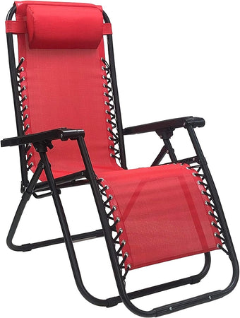 Sdraio Sedia In Textilene Rosso Pieghevole Multiposizione Reclinabile Giardino 221001