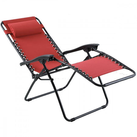 Sdraio Sedia In Textilene Rosso Pieghevole Multiposizione Reclinabile Giardino 221001