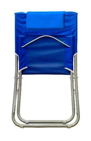 Spiaggina Con Cuscino Per Testiera Blu Textilene 57x47x95cm Pieghevole Portatile 281032