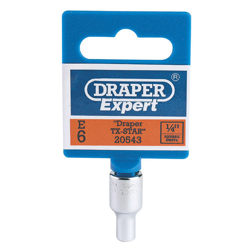 Bussola innesto Tx-Star torx E6 1/4 acciaio cromo Draper Draper tools