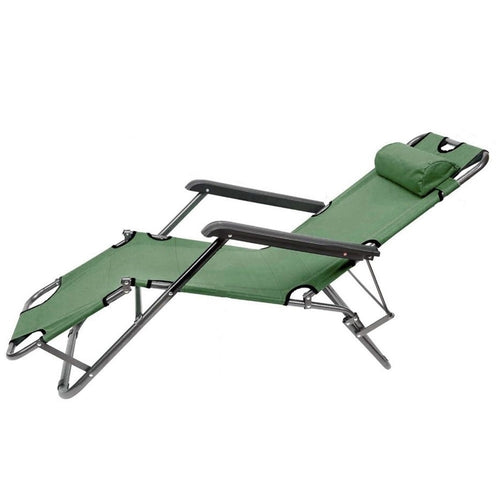 Sedia A Sdraio Lettino Pieghevole Reclinabile In Metallo Con Poggiatesta Verde 017053