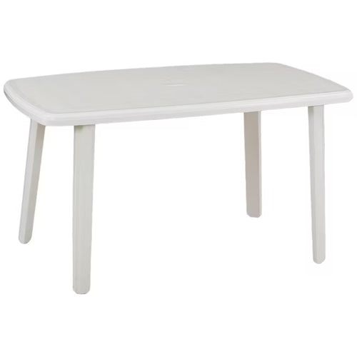 Tavolo Esterno Bianco 140x90cm Plastica Resistente Per Patio Giardino Terrazza 002398