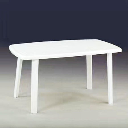 Tavolo Esterno Bianco 140x90cm Plastica Resistente Per Patio Giardino Terrazza 002398