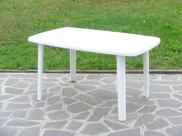 Tavolo Esterno Bianco 140x90cm Plastica Resistente Per Patio Giardino Terrazza 002398