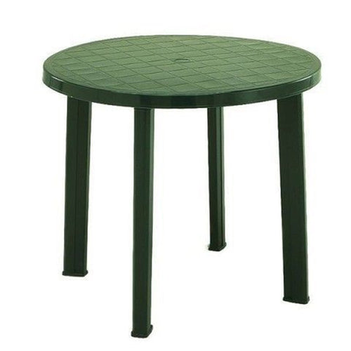 Tavolo Da Giardino Rotondo Verde In Plastica ø 90 Cm Resistente Arredo Esterno 019733