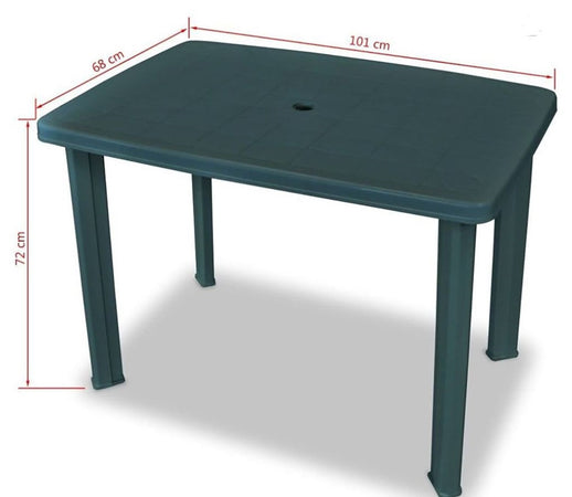 Tavolo Da Giardino Verde Esterno Resistente 101x68xh72cm Con Foro Ombrellone 023738