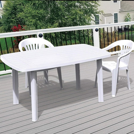 Tavolo Design Ovale Bianco Faro In Polipropilene Resistente 137 X 85 X 72 Cm 008943