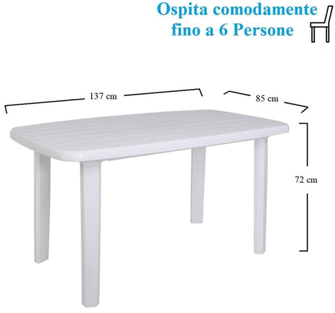 Tavolo Design Ovale Bianco Faro In Polipropilene Resistente 137 X 85 X 72 Cm 008943
