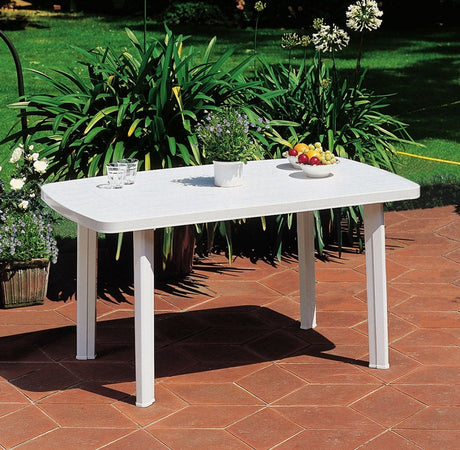 Tavolo Design Ovale Bianco Faro In Polipropilene Resistente 137 X 85 X 72 Cm 008943