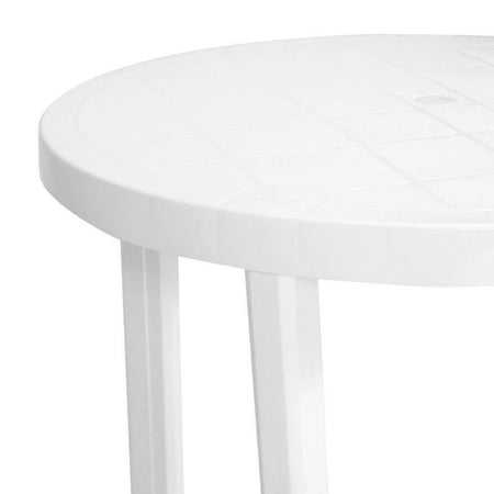 Tavolo Da Giardino Bianco Rotondo In Plastica 90x72cm Resistente Arredo Esterno 008942