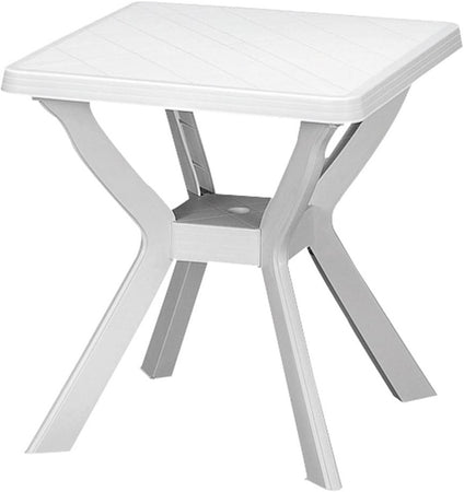 Tavolo Da Giardino Quadrato Bianco Arredo Da Esterno In Plastica 70x70xh72cm 012137