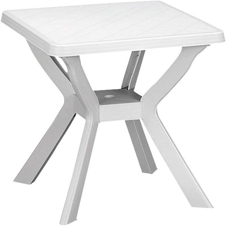 Tavolo Da Giardino Quadrato Bianco Arredo Da Esterno In Plastica 70x70xh72cm 012137