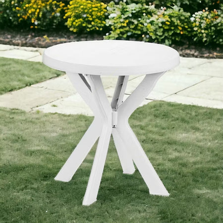 Tavolo Rotondo Da Giardino Don Bianco Resistente 70xh72cm Arredo Da Esterno 012139