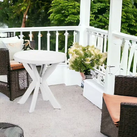 Tavolo Rotondo Da Giardino Don Bianco Resistente 70xh72cm Arredo Da Esterno 012139