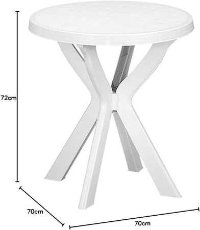 Tavolo Rotondo Da Giardino Don Bianco Resistente 70xh72cm Arredo Da Esterno 012139