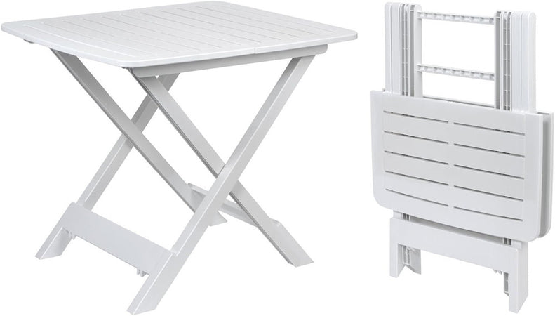 Tavolo Pieghevole Bianco In Polietilene 79x72x70cm Tavolino Giardino Campeggio 012140