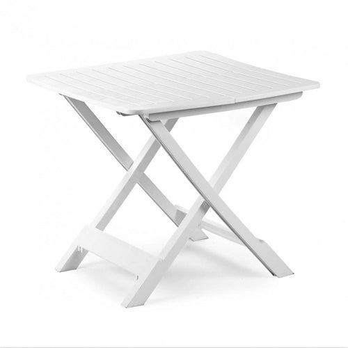 Tavolo Pieghevole Bianco In Polietilene 79x72x70cm Tavolino Giardino Campeggio 012140