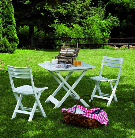 Tavolo Pieghevole Bianco In Polietilene 79x72x70cm Tavolino Giardino Campeggio 012140