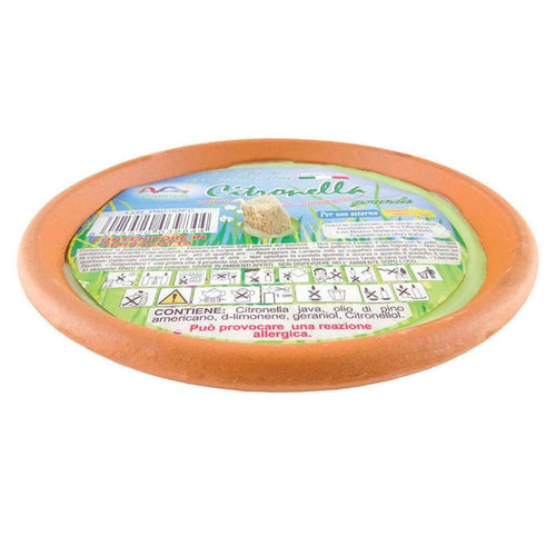 Set 12 Pz Candela Alla Citronella In Piatto Terracotta 16.5x4cm Antizanzare 020031 03984