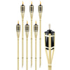 Set 6 Pz Torcia In Bambù Naturale 120 Cm Da Giardino Per Esterni Con Stoppino 011843