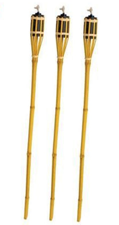 Set 12pz Torcia In Bambù Naturale 150cm Da Giardino Per Esterni Con Stoppino 020097 02335