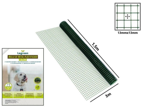 Set 3pz Rete Metallica Plastificata Per Recinzione Cancelli Giardino 1.5x3mt 223097