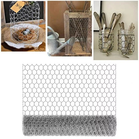 Set 3pz Rete Metallica Zincata Maglia Esagonale 0.5x3mt Recinzione Protezione 020253
