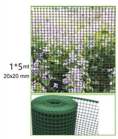 Rete Protettiva In Plastica Per Aiuole 1x5 Mt A Maglia Quadrata 20x20 Mm Grn64 62838